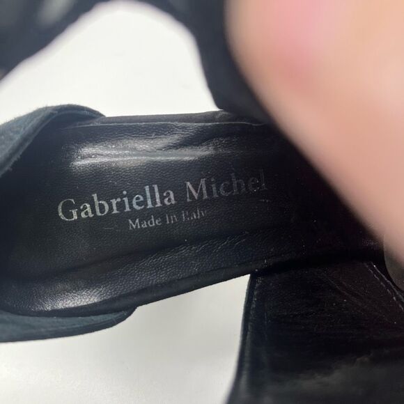 Gabriella Michael‎ Women's Black Suede High Vamp Buckle Sandal 39/8.5 - Picture 5 of 9